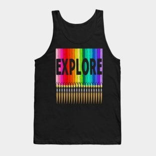 Explore with Paintbrushes in Rainbow Color Tank Top